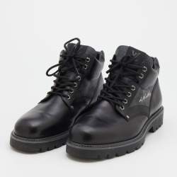 Louis Vuitton Black Damier Leather Clash Ankle Boots Size 43 Louis Vuitton