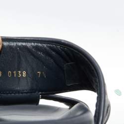Louis Vuitton Navy Blue Ostrich And Leather Flats Size 41.5