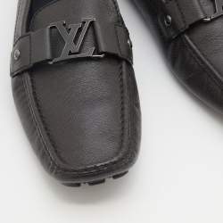 Louis Vuitton Graphite Leather Monte Carlo Slip On Loafers Size 44