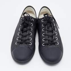 مملوكة مسبقًا Louis Vuitton Black Graphite Damier Nylon And Leather Cap Toe Low Top Sneakers Size 45