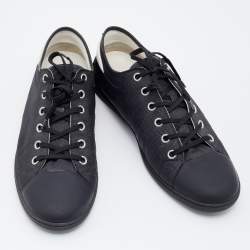 مملوكة مسبقًا Louis Vuitton Black Graphite Damier Nylon And Leather Cap Toe Low Top Sneakers Size 45