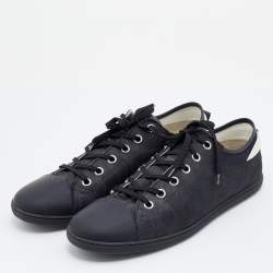 مملوكة مسبقًا Louis Vuitton Black Graphite Damier Nylon And Leather Cap Toe Low Top Sneakers Size 45