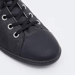 مملوكة مسبقًا Louis Vuitton Black Graphite Damier Nylon And Leather Cap Toe Low Top Sneakers Size 45