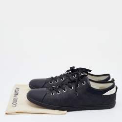مملوكة مسبقًا Louis Vuitton Black Graphite Damier Nylon And Leather Cap Toe Low Top Sneakers Size 45