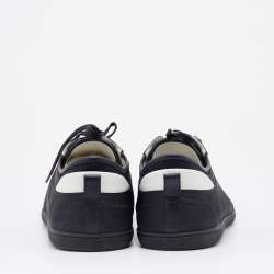 مملوكة مسبقًا Louis Vuitton Black Graphite Damier Nylon And Leather Cap Toe Low Top Sneakers Size 45