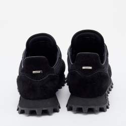 Pre Owned حذاء رياضي لوي فيتون رانر شبكة وسويدي أسود بعنق منخفض مقاس 44.5