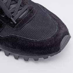 Pre Owned حذاء رياضي لوي فيتون ران ر شبكة وسويدي أسود بعنق منخفض مقاس 44.5