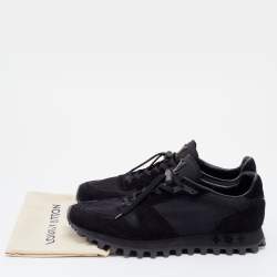 Pre Owned حذاء رياضي لوي فيتون رانر شبكة وسويدي أسود بعنق منخفض مقاس 44.5