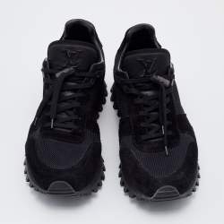 Pre Owned حذاء رياضي لوي فيتون رانر شبكة وسويدي أسود بعنق منخفض مقاس 44.5