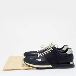 Pre Owned Louis Vuitton Black Damier Nubuck And Leather Run Away Lace Up Sneakers Size 45