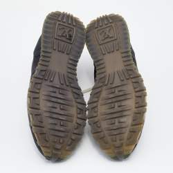 Pre Owned Louis Vuitton Black Damier Nubuck And Leather Run Away Lace Up Sneakers Size 45