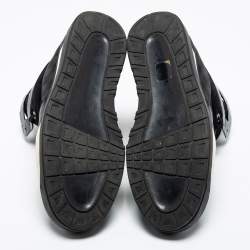 مملوكة مسبقًا Louis Vuitton Black Damier Canvas, Leather and Suede Platform High-Top Sneakers Size 46