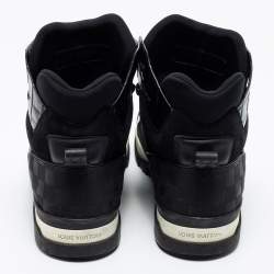 مملوكة مسبقًا Louis Vuitton Black Damier Canvas, Leather and Suede Platform High-Top Sneakers Size 46