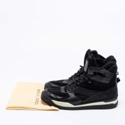 مملوكة مسبقًا Louis Vuitton Black Damier Canvas, Leather and Suede Platform High-Top Sneakers Size 46