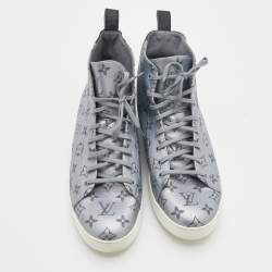 مملوكة مسبقًا Louis Vuitton Grey/Black Match Up Monogram Canvas Pacific High Top Sneakers Size 44