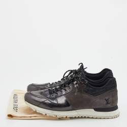 Pre Owned حذاء رياضي لوي فيتون راناواي جلد وسويدي رصاصي/أسود عنق منخفض مقاس 45