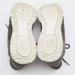 Pre Owned حذاء رياضي لوي فيتون راناواي جلد وسويدي رصاصي/أسود عنق منخفض مقاس 45