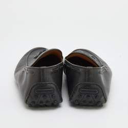 Louis Vuitton Dark Grey Leather Tassel Bow Slip On Loafers Size 44.5