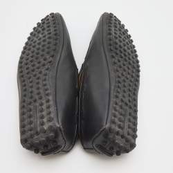 Louis Vuitton Dark Grey Leather Tassel Bow Slip On Loafers Size 44.5