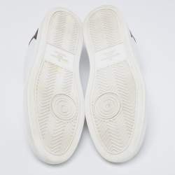 مملوكة مسبقًا Louis Vuitton White/Brown Leather and Monogram Canvas Rivoli Low-Top Sneakers Size 41.5