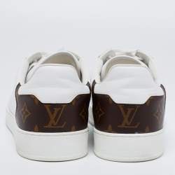 مملوكة مسبقًا Louis Vuitton White/Brown Leather and Monogram Canvas Rivoli Low-Top Sneakers Size 41.5