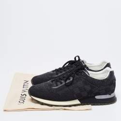 Pre Owned Louis Vuitton Black Damier Knit Fabric And Leather Run Away Low Top Sneakers Size 41.5