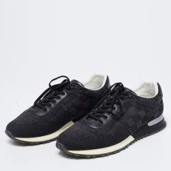 Louis Vuitton Black Damier Knit Fabric And Leather Run Away Low Top Sneakers  Size 41.5 Louis Vuitton