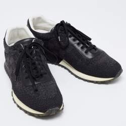 Pre Owned Louis Vuitton Black Damier Knit Fabric And Leather Run Away Low Top Sneakers Size 41.5