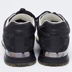 Pre Owned Louis Vuitton Black Damier Knit Fabric And Leather Run Away Low Top Sneakers Size 41.5
