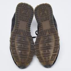 Pre Owned Louis Vuitton Black Damier Knit Fabric And Leather Run Away Low Top Sneakers Size 41.5