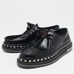 Louis Vuitton Black Leather Studded Lace Up Derby Size 43