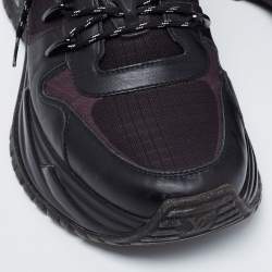 Pre Owned Louis Vuitton Black/Green Leather and Mesh Run Away Pulse Sneakers Size 42