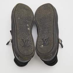 Pre Owned Louis Vuitton Black Damier Print Nylon, Suede And Leather Adventure Zip Low Top Sneakers Size 42