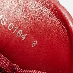 Pre Owned Louis Vuitton Red Leather And Suede Low Top Sneakers Size 42