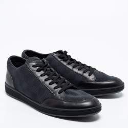 Pre Owned Louis Vuitton Black Damier Graphite Canvas and Leather Offshore Sneakers Size 41.5