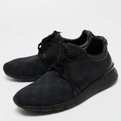 Louis Vuitton Black Damier Nylon and Nubuck Leather Fastlane Sneakers Size  43.5 For Sale at 1stDibs