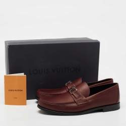 Pre Owned Louis Vuitton Burgundy Leather Major Loafers  Size 42