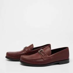Pre Owned Louis Vuitton Burgundy Leather Major Loafers  Size 42