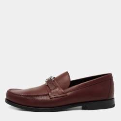 Pre Owned Louis Vuitton Burgundy Leather Major Loafers  Size 42