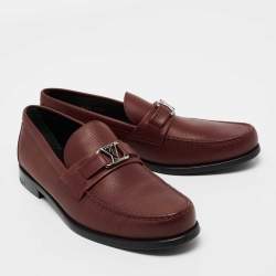 Pre Owned Louis Vuitton Burgundy Leather Major Loafers  Size 42