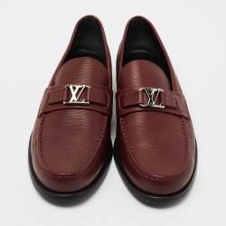 Pre Owned Louis Vuitton Burgundy Leather Major Loafers  Size 42