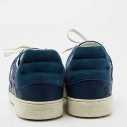 Pre Owned حذاء رياضي لوي فيتون سويدي وجلد أزرق بحواف  دامييه وبرباط مقاس 44