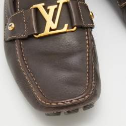 Louis Vuitton Dark Brown Leather Monte Carlo Slip On Loafers Size 42.5