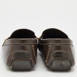 Louis Vuitton Dark Brown Leather Monte Carlo Slip On Loafers Size 42.5