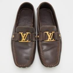 Louis Vuitton Dark Brown Leather Monte Carlo Slip On Loafers Size 42.5