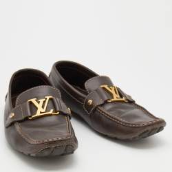 Louis Vuitton Dark Brown Leather Monte Carlo Slip On Loafers Size 42.5