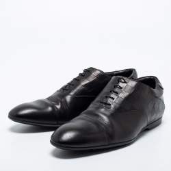 Louis Vuitton Black Damier Embossed Leather Lace Up Oxfords Size 41