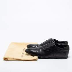 Louis Vuitton Black Damier Embossed Leather Lace Up Oxfords Size 41