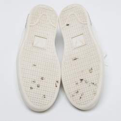 Pre Owned Louis Vuitton White Croc Embossed Leather Frontrow Low-Top Sneakers Size 42