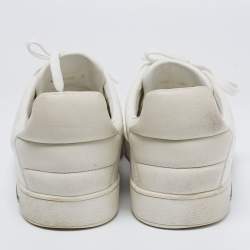 Pre Owned Louis Vuitton White Croc Embossed Leather Frontrow Low-Top Sneakers Size 42